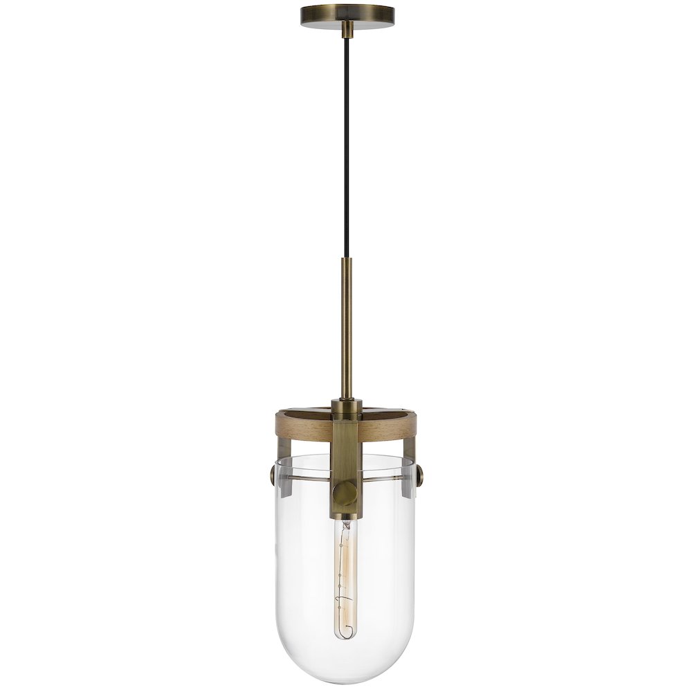 Stovall 60W Metal/Glass/Birch Wood Pendant Light. Picture 3