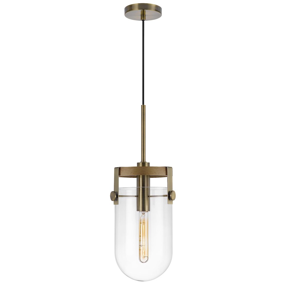 Stovall 60W Metal/Glass/Birch Wood Pendant Light. Picture 2