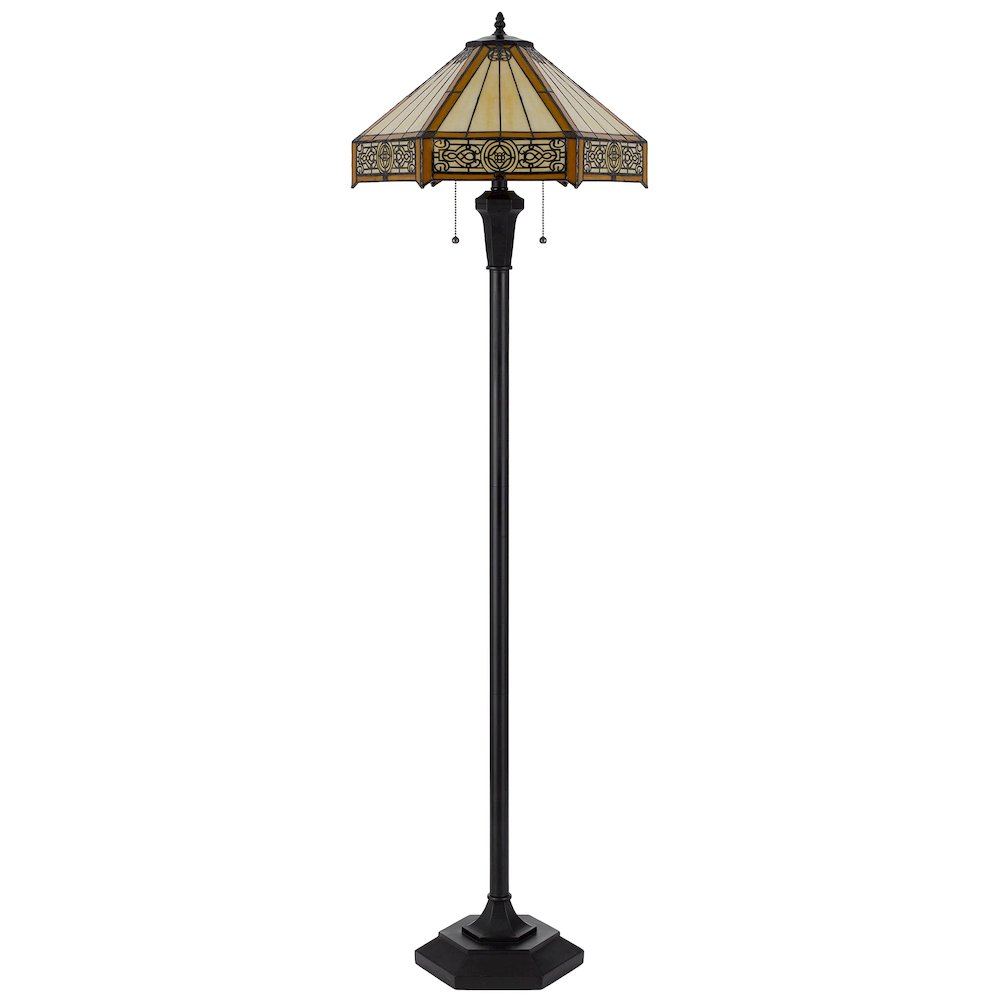 60W X 2 Metal/Resin Tiffany Table Lamp With Pull Chain Switches. Picture 2