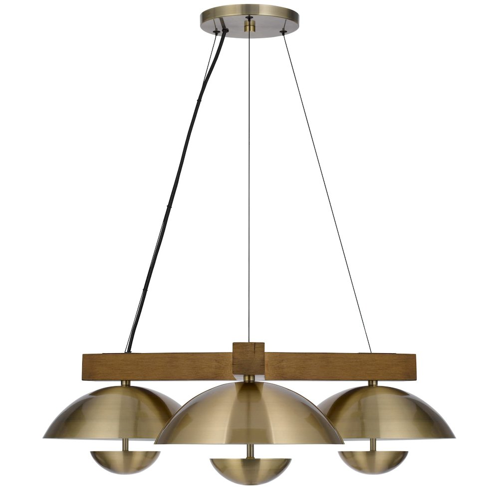 Lakeland 15W X 3 Intergrated Dimmable Led Metal / Birch Wood Pendant Light. Picture 4