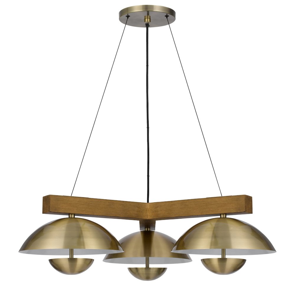 Lakeland 15W X 3 Intergrated Dimmable Led Metal / Birch Wood Pendant Light. Picture 3