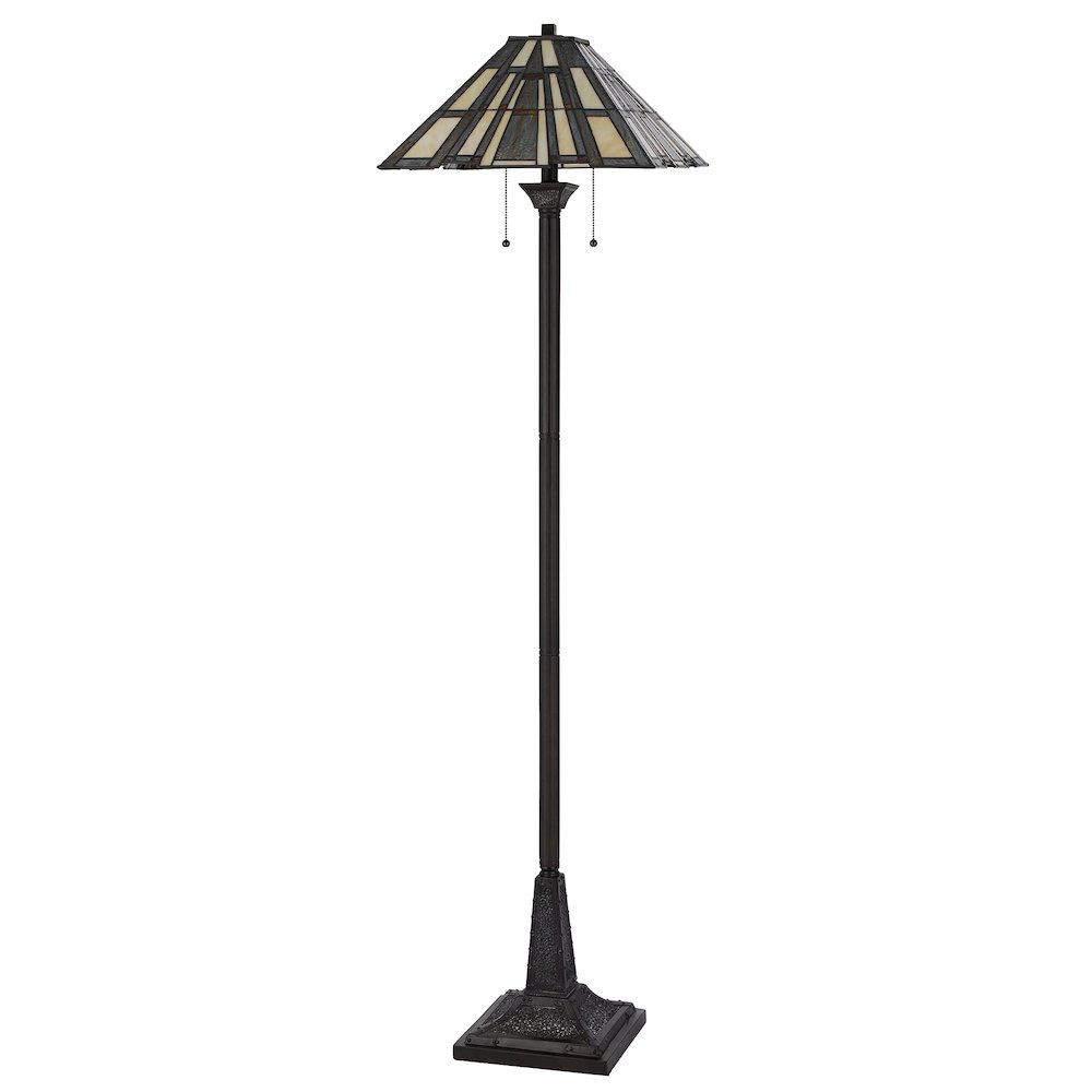 60W X 2 Metal/Resin Tiffany Floor Lamp With Pull Chain Switches. Picture 3
