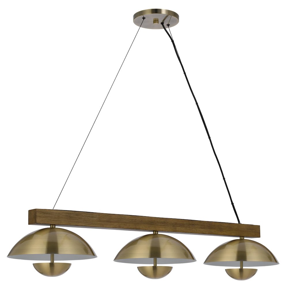 Lakeland 15W X 3 Intergrated Dimmable Led Metal / Birch Wood Island Chandelier. Picture 3