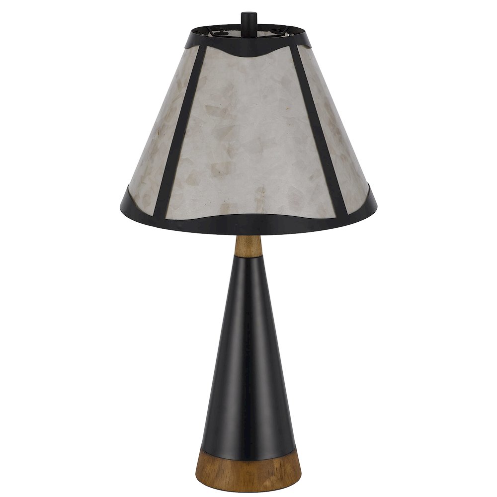 150W 3 Way Clemente Metal/Birch Wood Mica Table Lamp. Picture 3