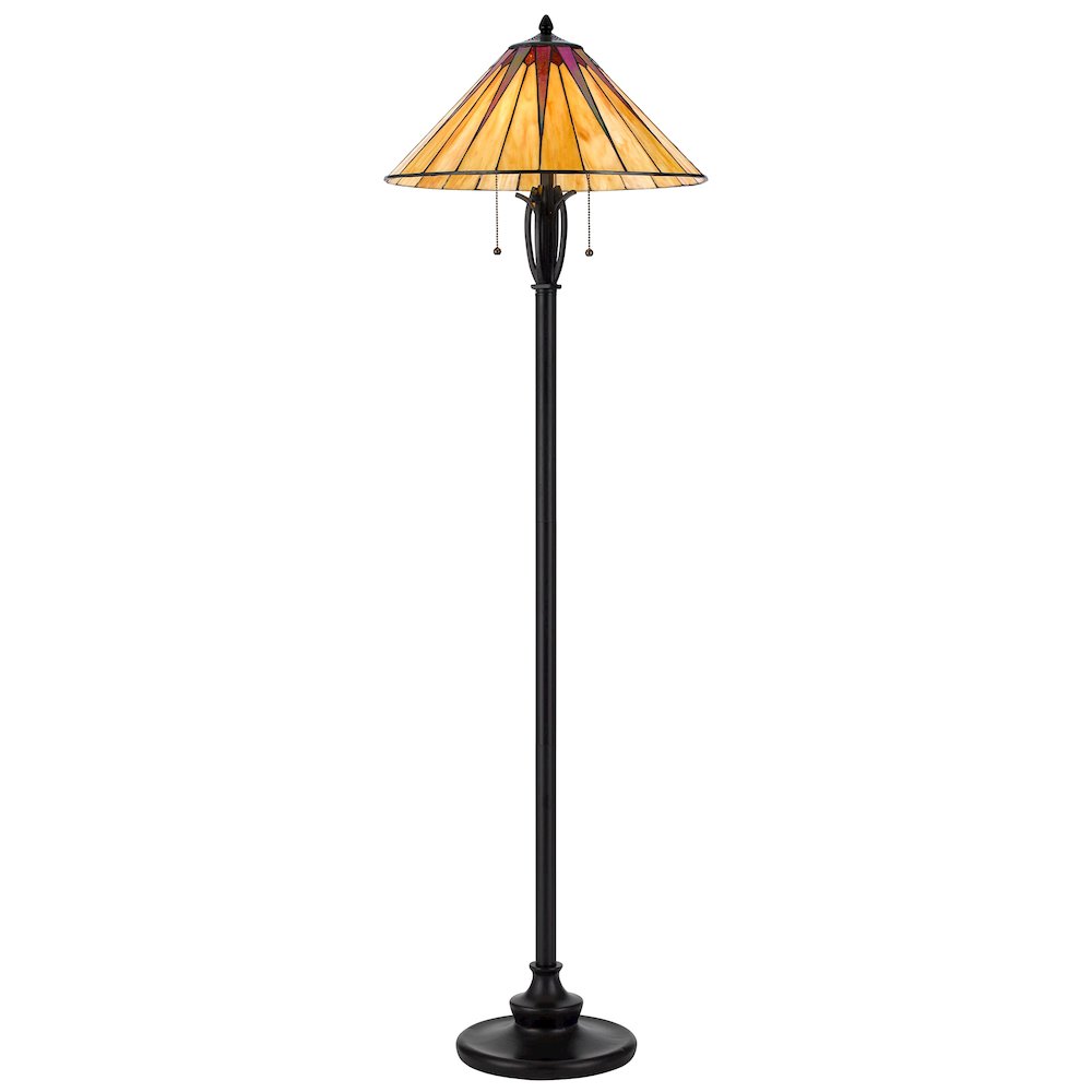 60W X 2 Metal/Resin Tiffany Table Lamp With Pull Chain Switches. Picture 2