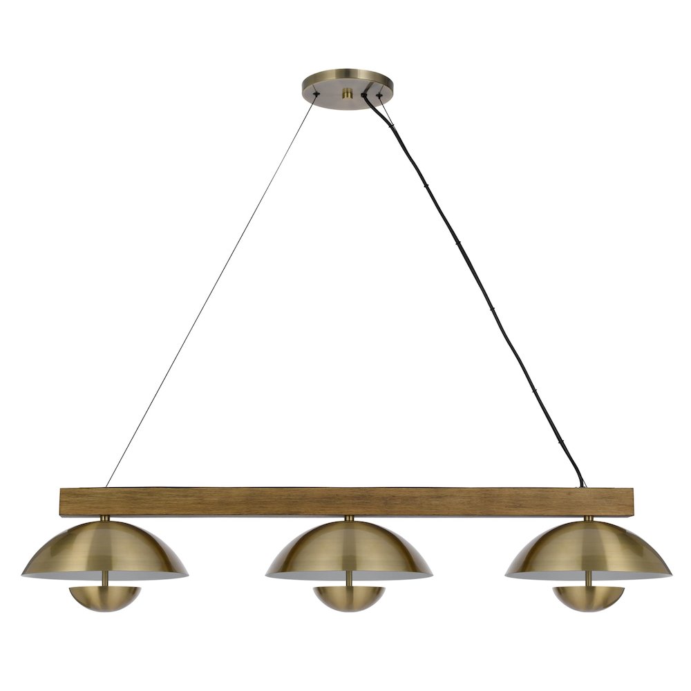 Lakeland 15W X 3 Intergrated Dimmable Led Metal / Birch Wood Island Chandelier. Picture 1