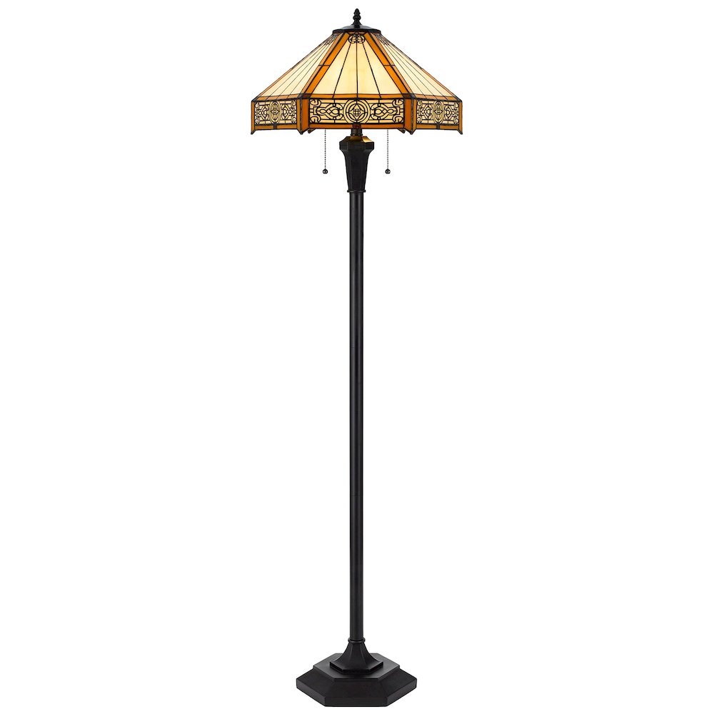 60W X 2 Metal/Resin Tiffany Table Lamp With Pull Chain Switches. Picture 1