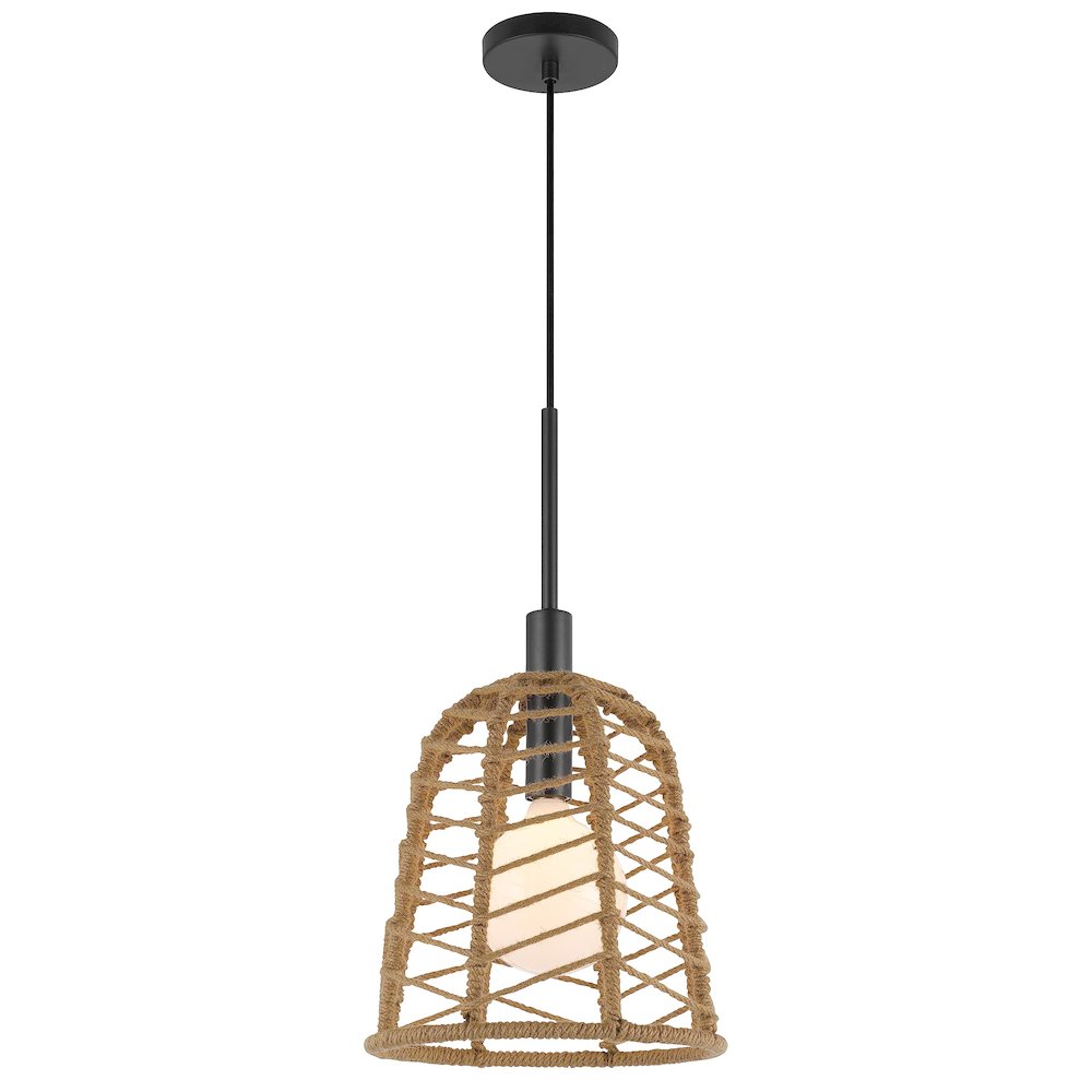 Parkton 60W Metal Pendant With Burlap Roped Shade. Picture 3