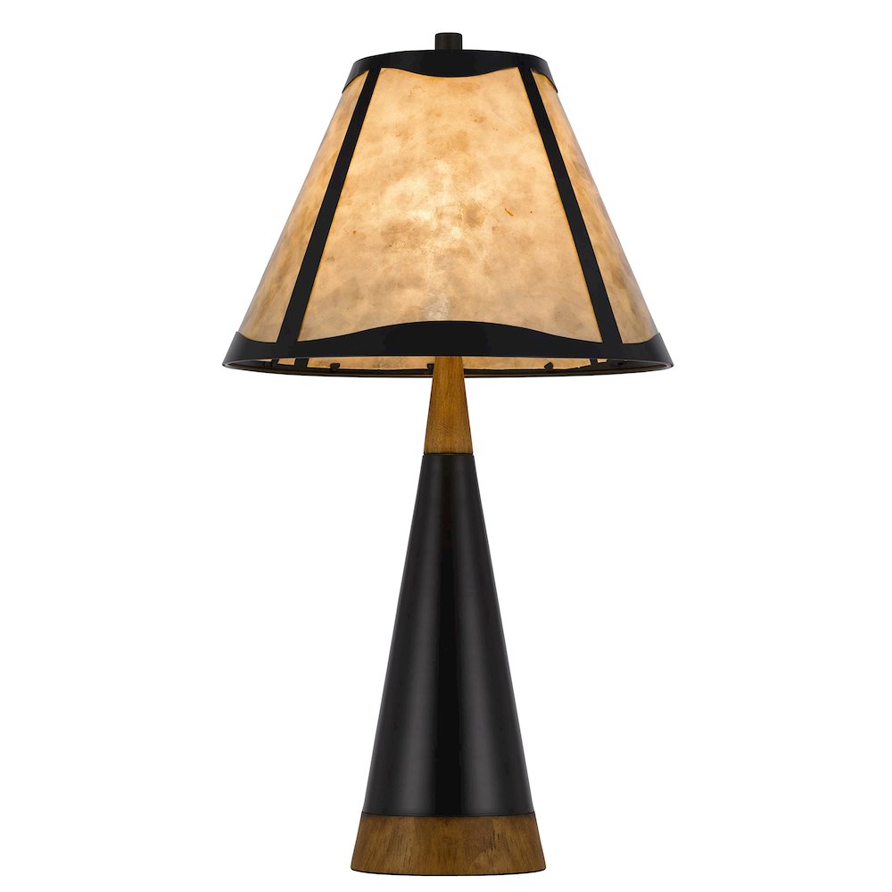 150W 3 Way Clemente Metal/Birch Wood Mica Table Lamp. Picture 2