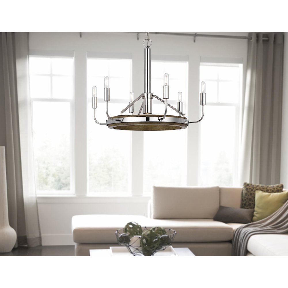 Saluda 60W X 6 Metal Chandelier And A Gu10 6W Led Downlight (Led Bulb Included). Picture 5