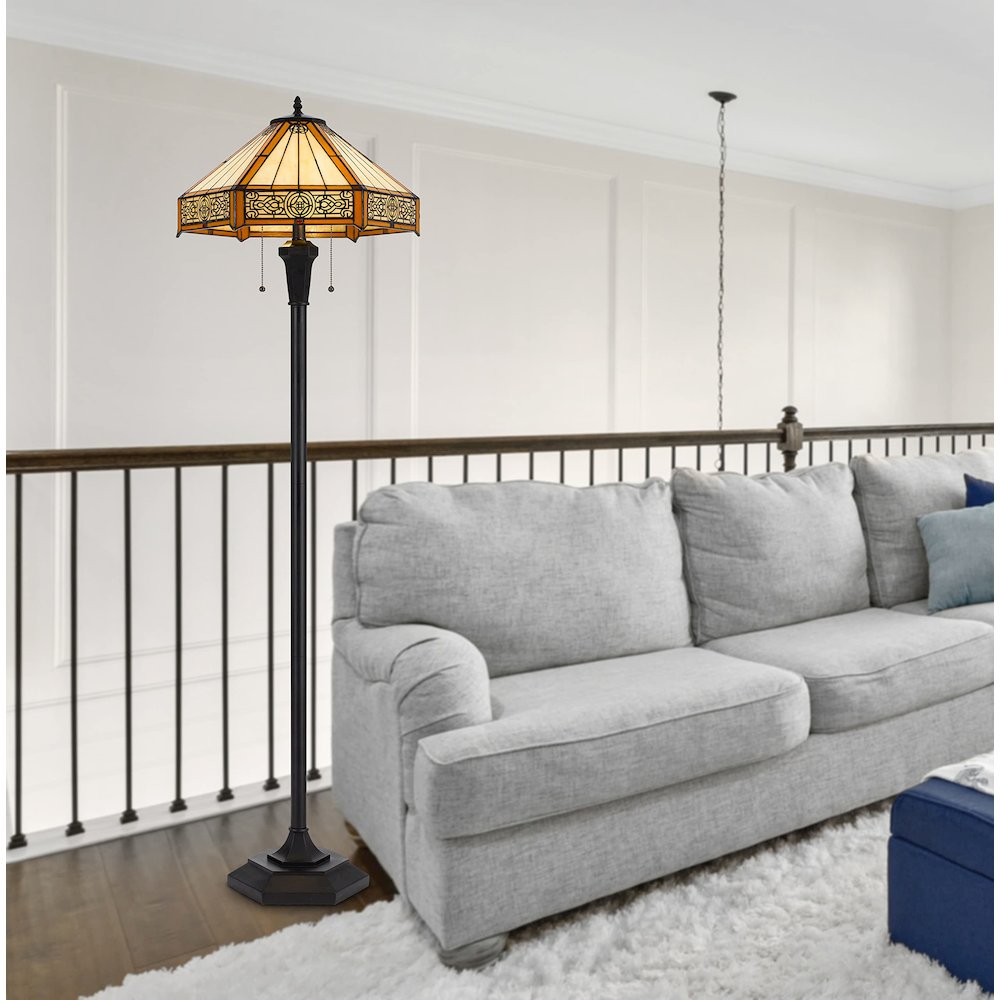 60W X 2 Metal/Resin Tiffany Table Lamp With Pull Chain Switches. Picture 5