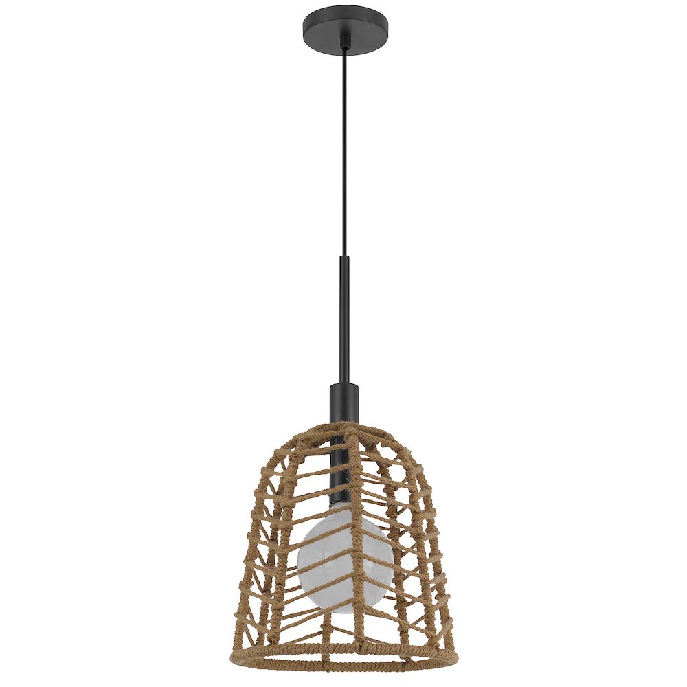 Parkton 60W Metal Pendant With Burlap Roped Shade. Picture 2