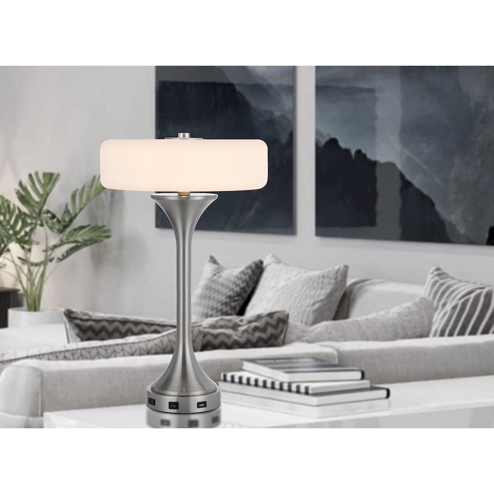 Espoo 25W X 3 Metal Desk/Table Lamp With Frosted Glass Shade. Picture 5