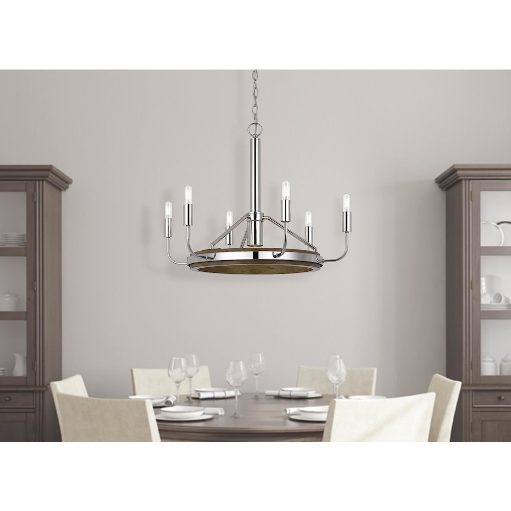 Saluda 60W X 6 Metal Chandelier And A Gu10 6W Led Downlight (Led Bulb Included). Picture 4