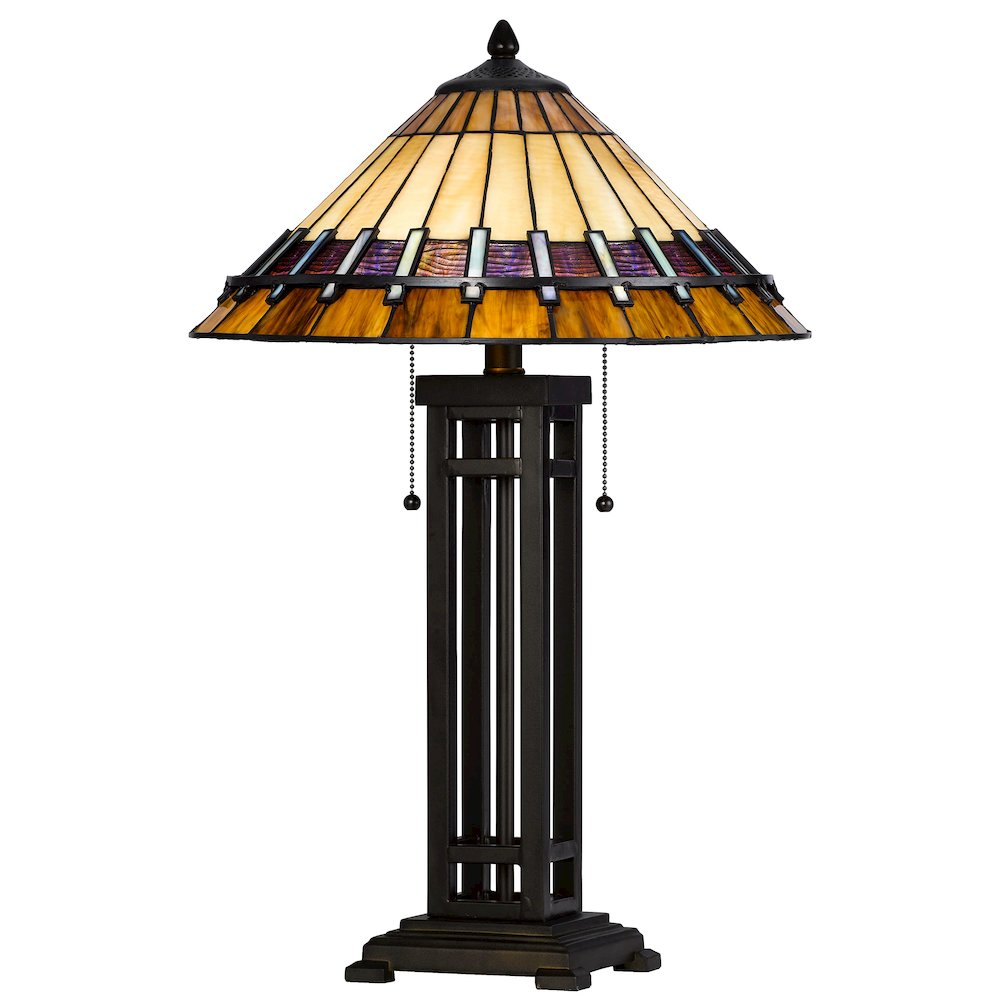 60W X 2 Metal/Resin Tiffany Table Lamp With Pull Chain Switches. Picture 1