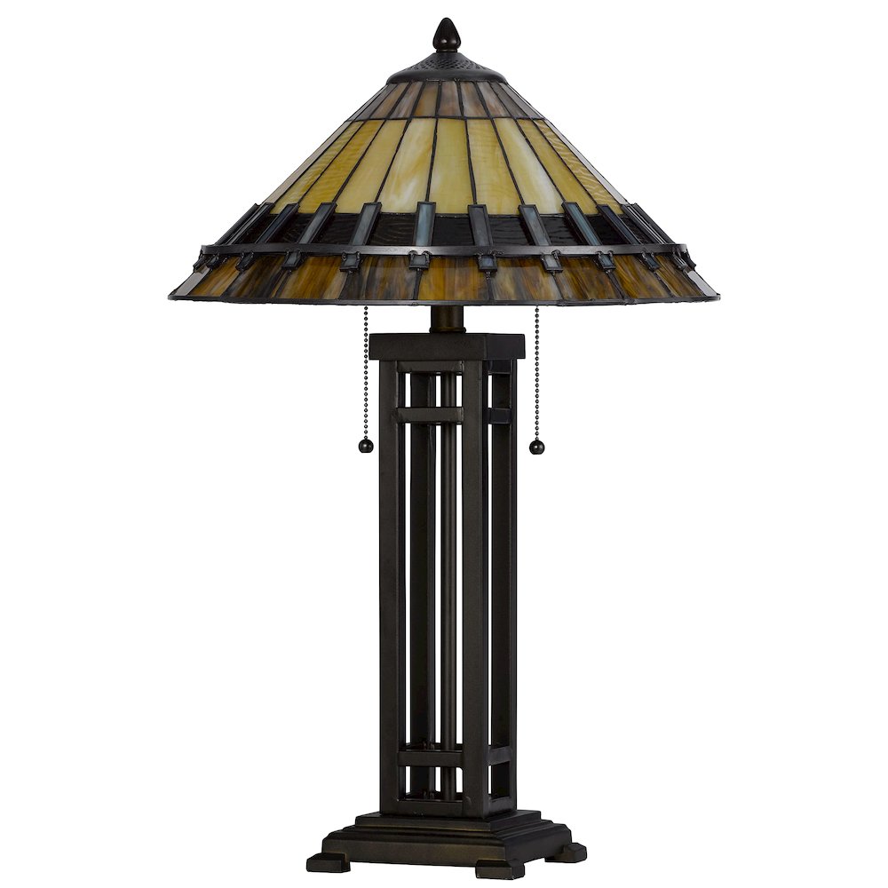 60W X 2 Metal/Resin Tiffany Table Lamp With Pull Chain Switches. Picture 2