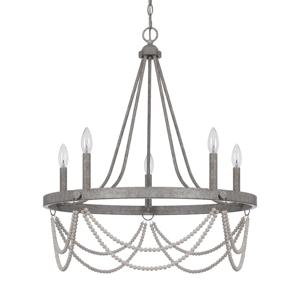 60W X 5 Anniston Beaded Metal Chandelier. Picture 1