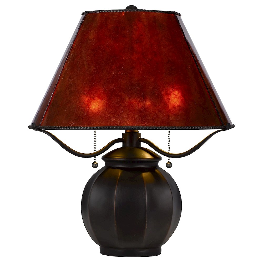 60W X 2 Indio Metal/Resin Mica Table Lamp With Pull Chain Switch. Picture 1