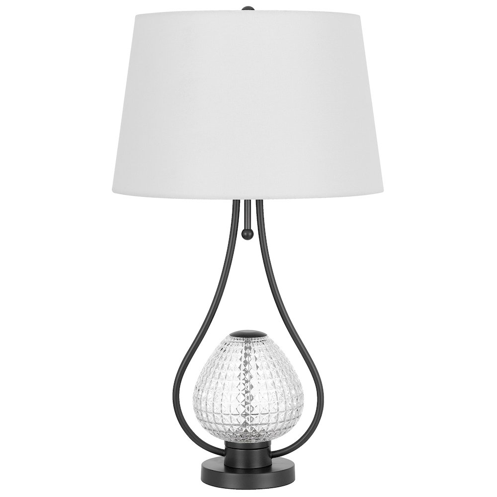 Forssa 100W 3 Way Table Lamp With 2W Led Night Light In Glass And Metal Base.. Picture 1