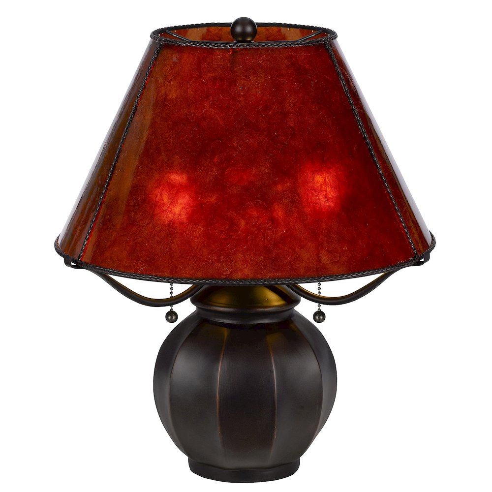 60W X 2 Indio Metal/Resin Mica Table Lamp With Pull Chain Switch. Picture 3