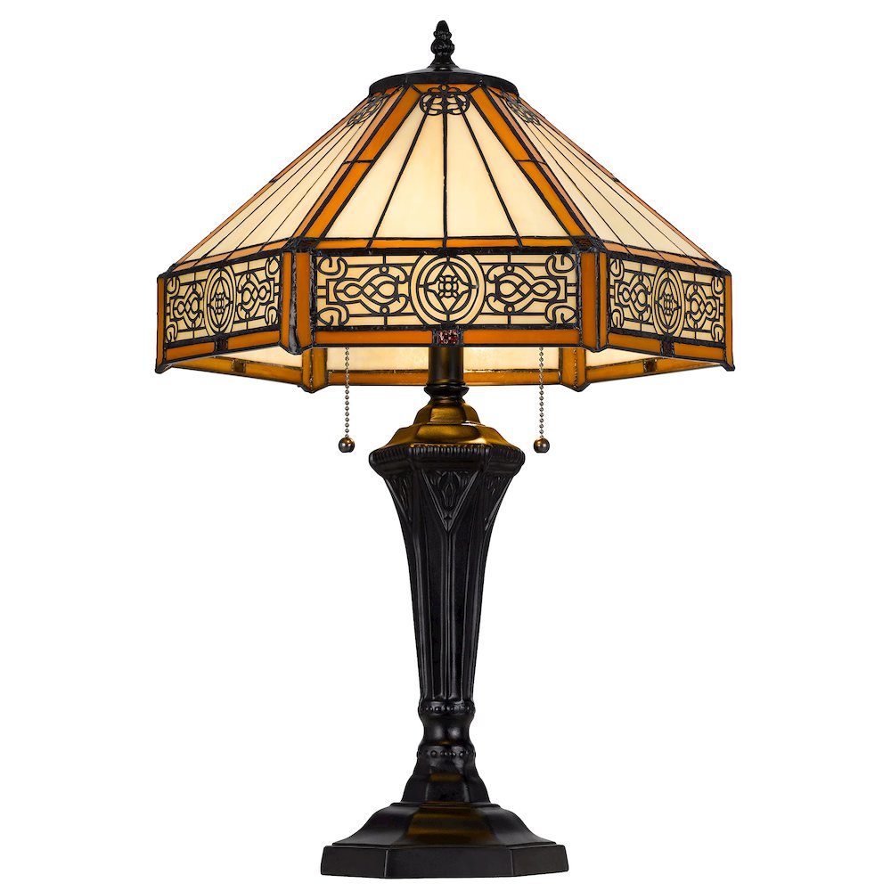 60W X 2 Metal/Resin Tiffany Table Lamp With Pull Chain Switches. Picture 2