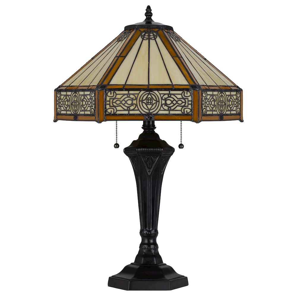 60W X 2 Metal/Resin Tiffany Table Lamp With Pull Chain Switches. Picture 3