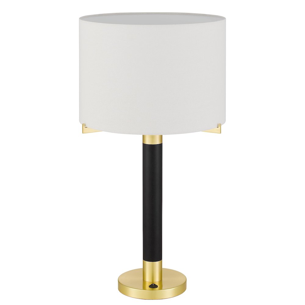 Goldston 100W Metal Table Lamp With Drum Hardback Fabric Shade. Picture 2