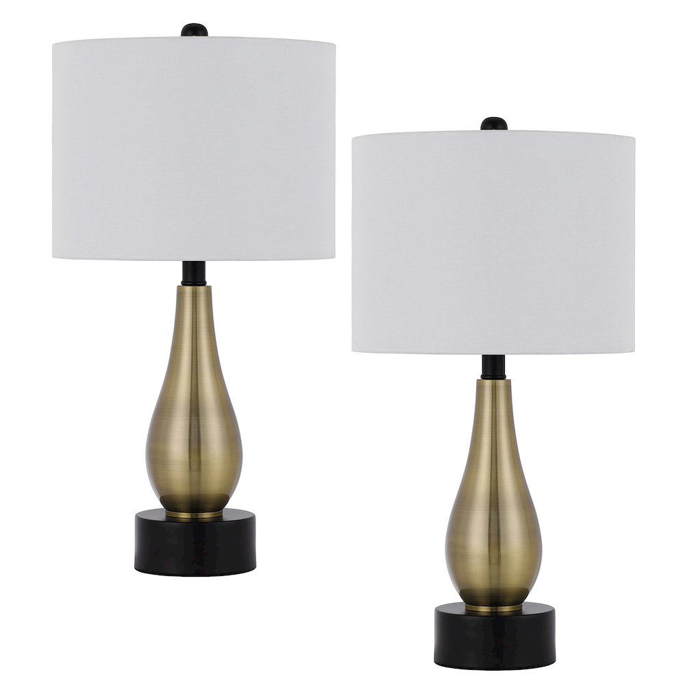100W Ashland Metal Table Lamp With Hardback Drum Fabric Shade (Sold As Pairs). Picture 1