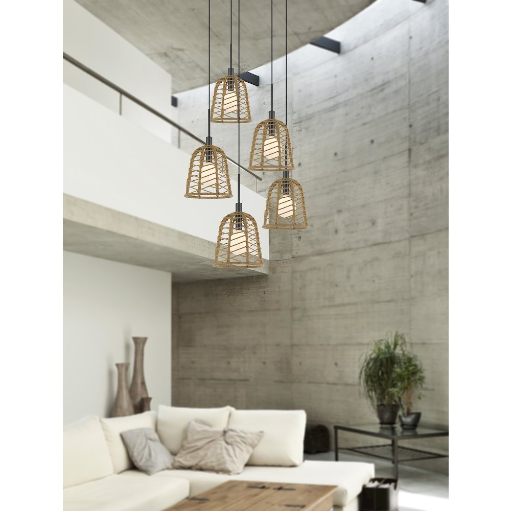 Parkton 60W Metal Pendant With Burlap Roped Shade. Picture 5