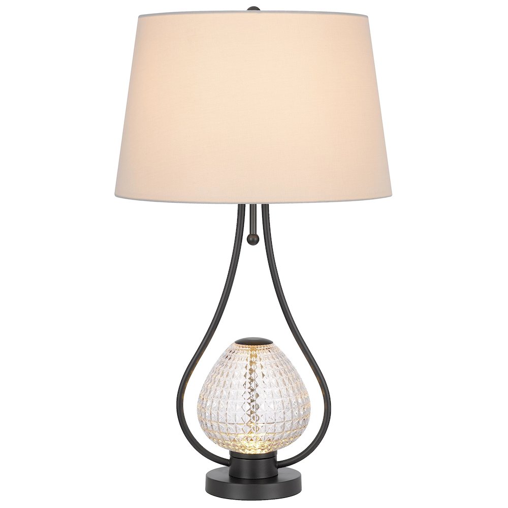 Forssa 100W 3 Way Table Lamp With 2W Led Night Light In Glass And Metal Base.. Picture 3