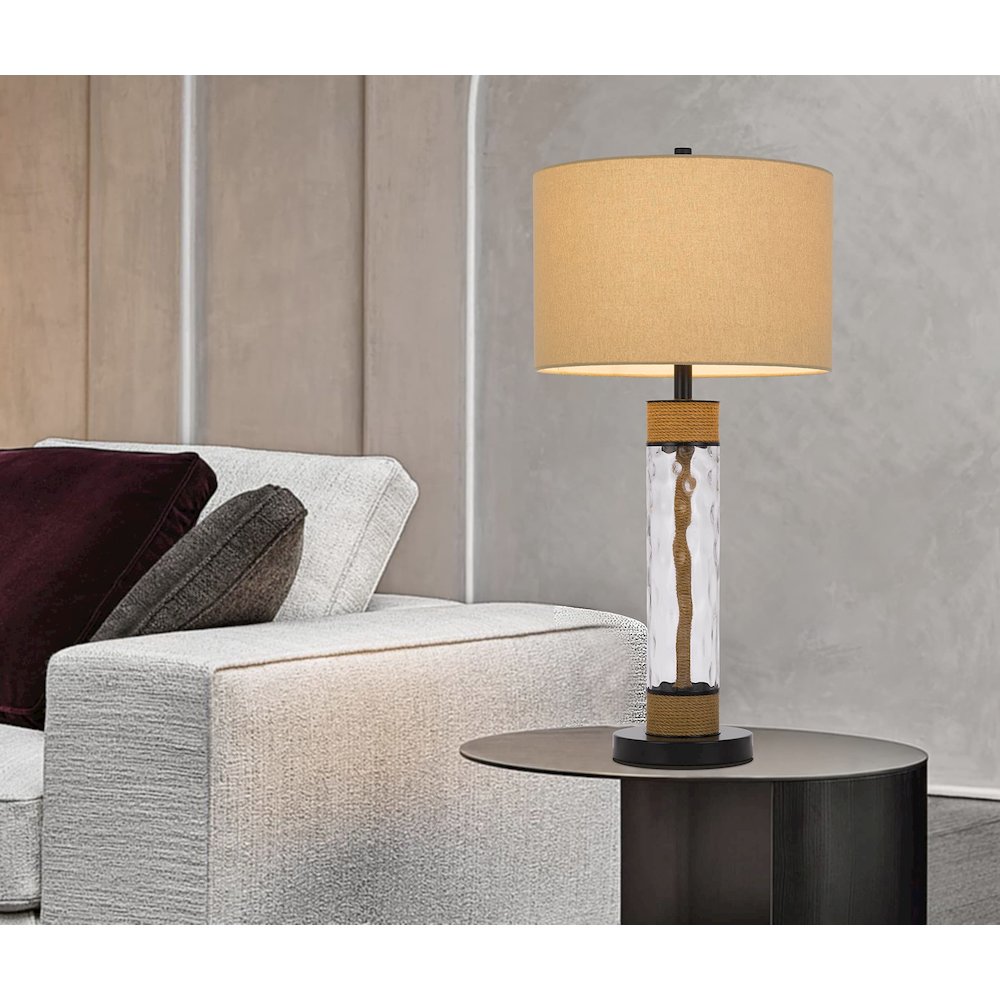 150W 3 Way Bartow Glass/Metal Table Lamp. Picture 4