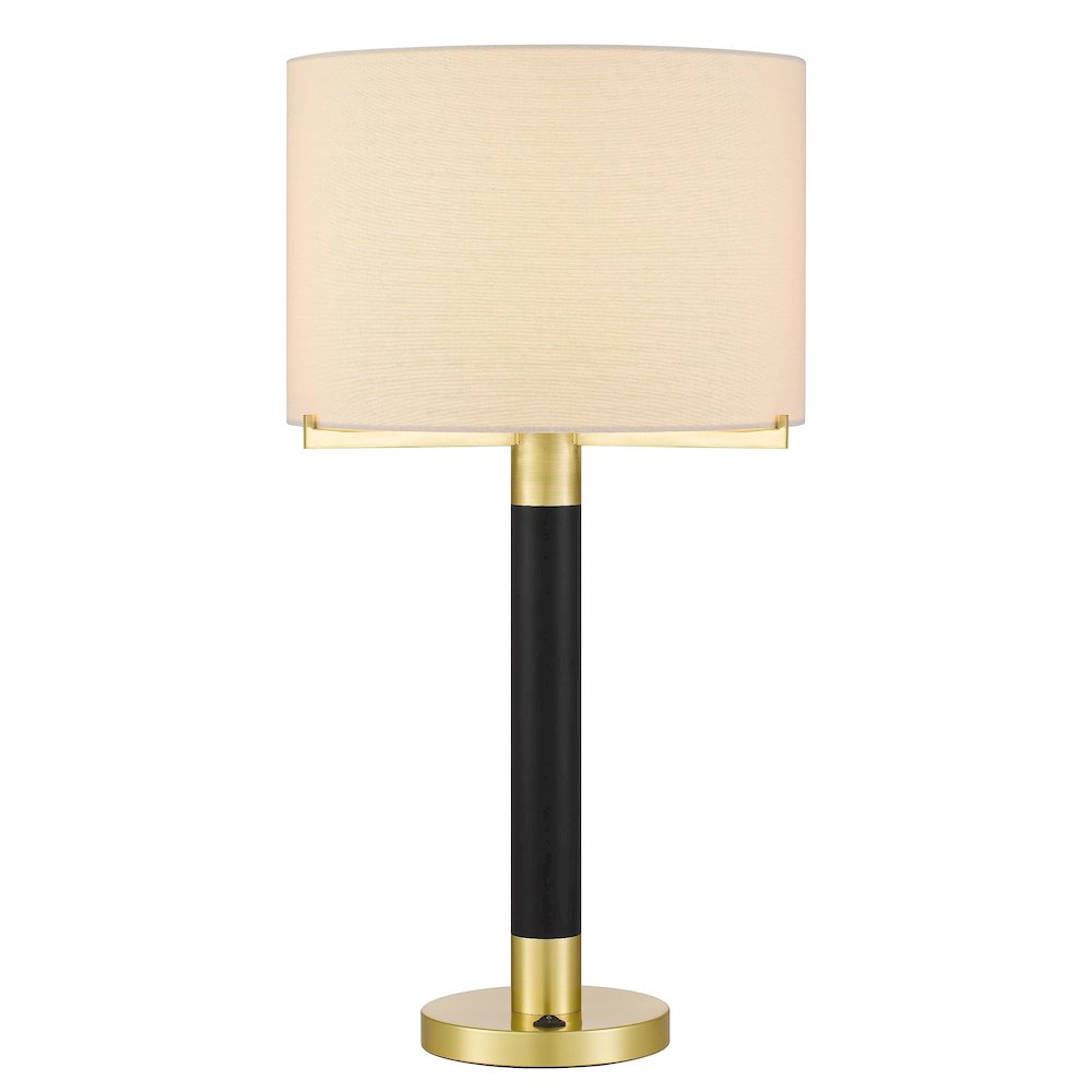Goldston 100W Metal Table Lamp With Drum Hardback Fabric Shade. Picture 3