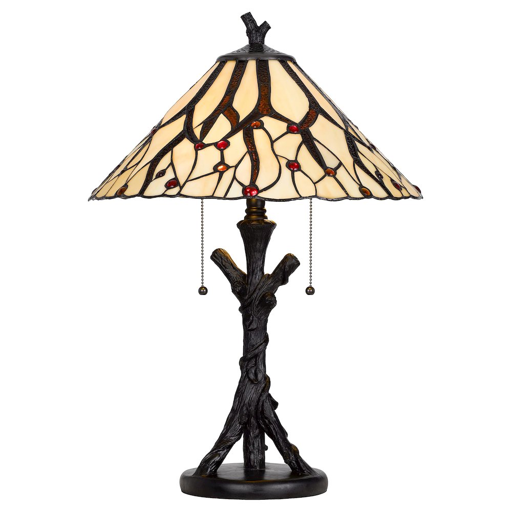 60W X 2 Metal/Resin Tiffany Table Lamp With Pull Chain Switches. Picture 1