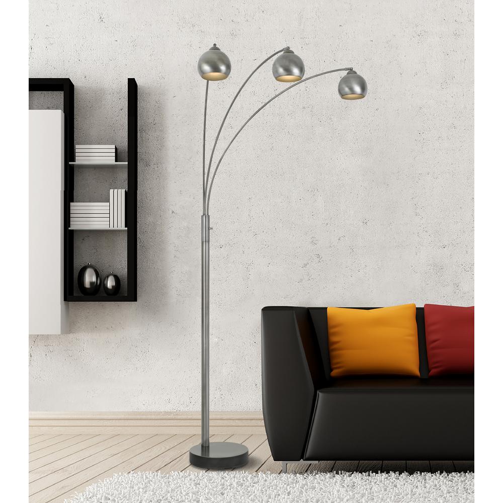 89" Height Metal Arc Lamp in Antique Silver. Picture 2