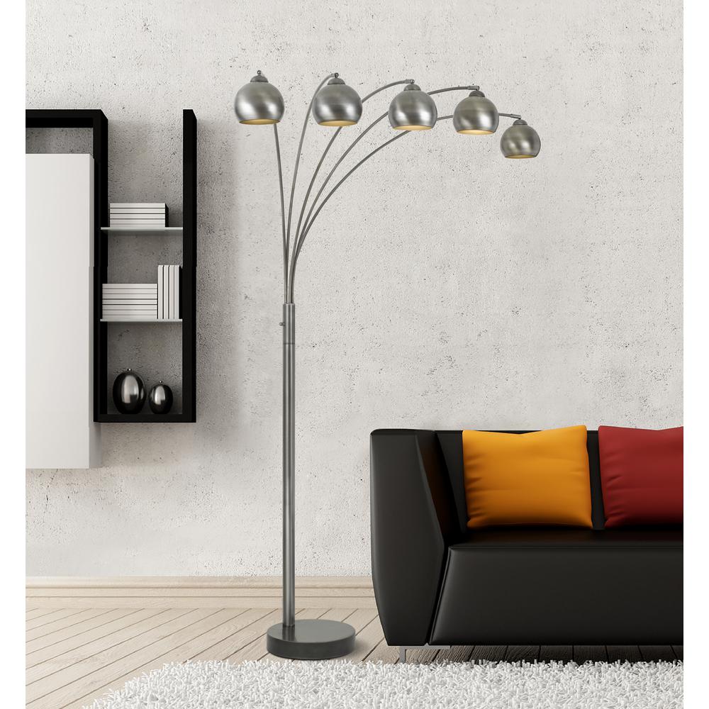 85" Height Metal Arc Lamp in Antique Silver. Picture 2