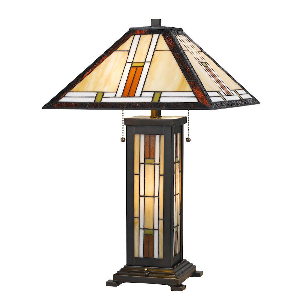 60W X 2 Tiffany Table Lamp With 7W Night Light. Picture 1