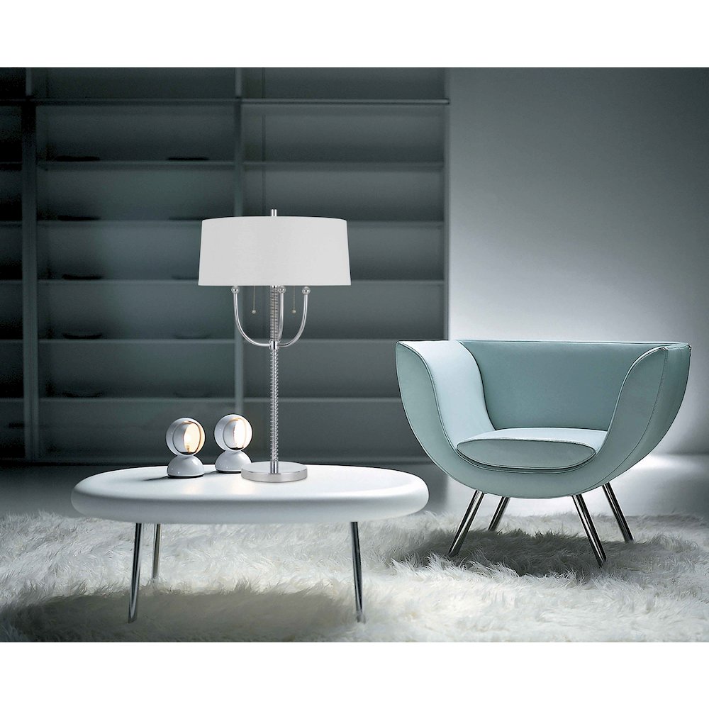 60W X 2 Lesinametal  Floor Lamp With Linen Shade. Picture 2
