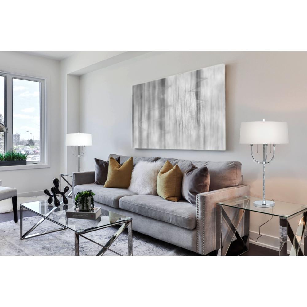 60W X 2 Lesinametal  Floor Lamp With Linen Shade. Picture 2