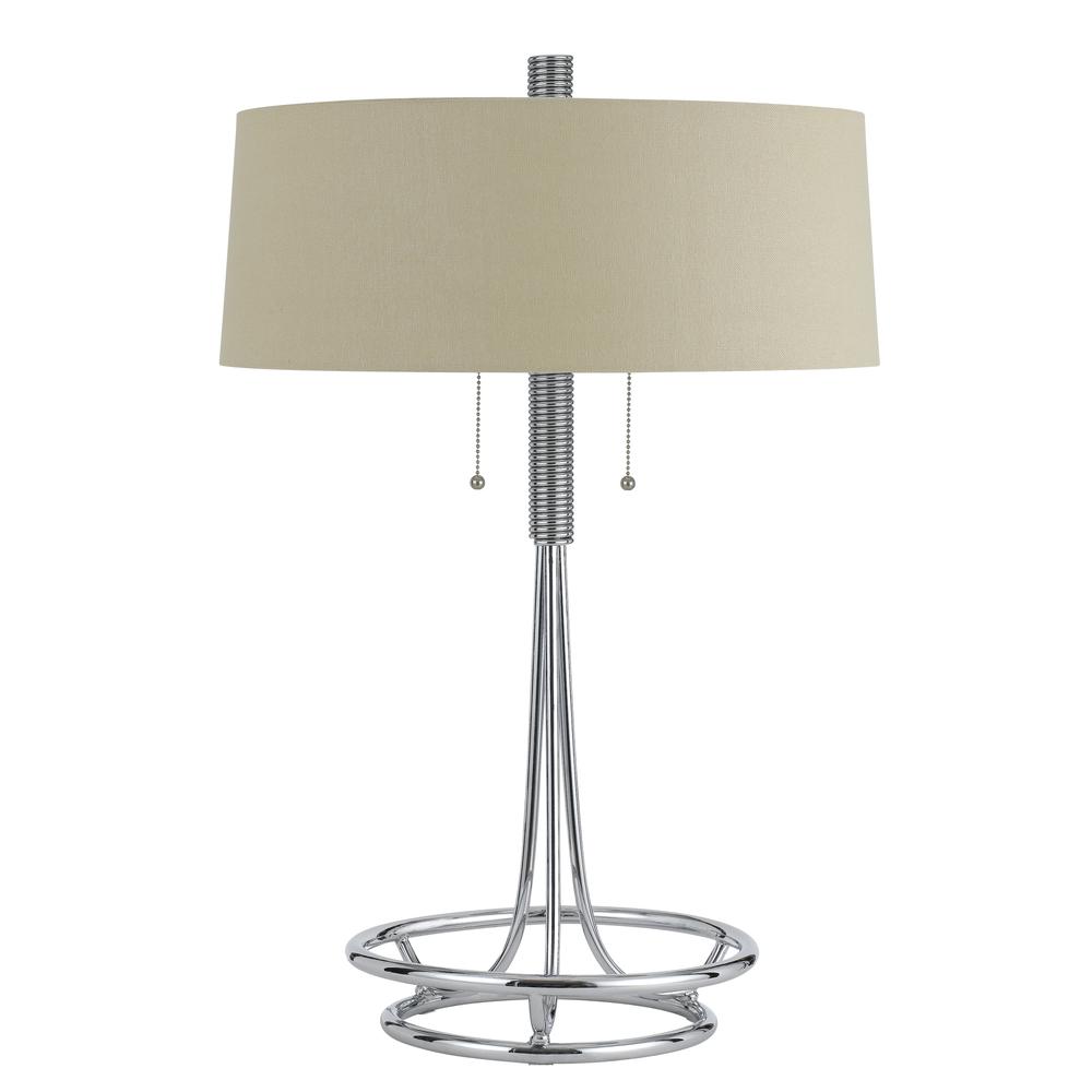 60W X 2 Leccemetal  Table Lamp With Burlap Shade. Picture 1