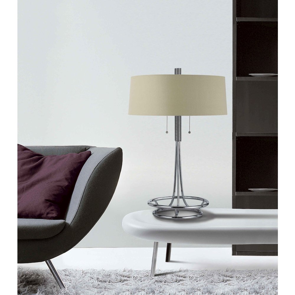 60W X 2 Leccemetal  Table Lamp With Burlap Shade. Picture 2