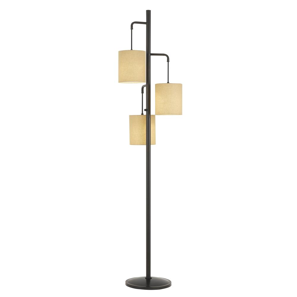 60W X 3 Kirkwall Metallantern Floor Lamp With Fabric Shade. Picture 1