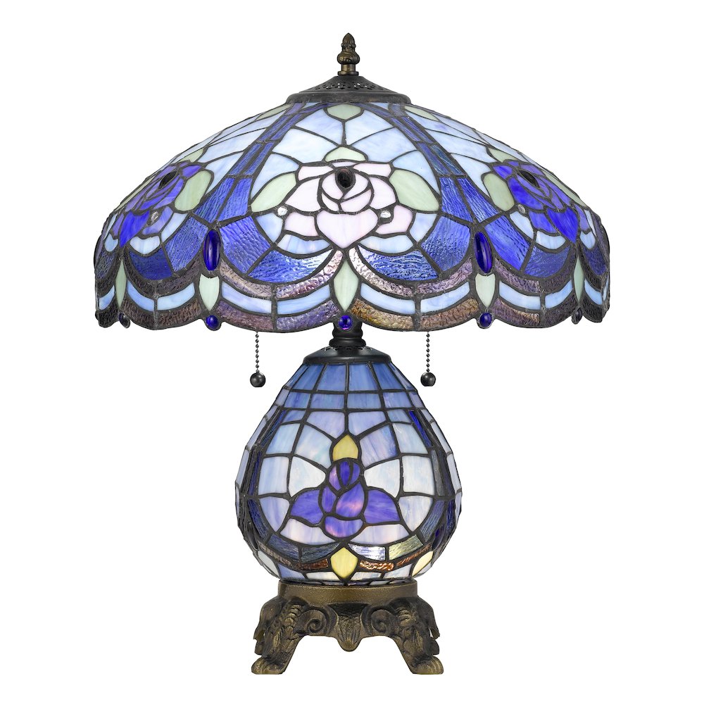 60W X 2 Tiffany Table Lamp With 7W Night Light. Picture 1