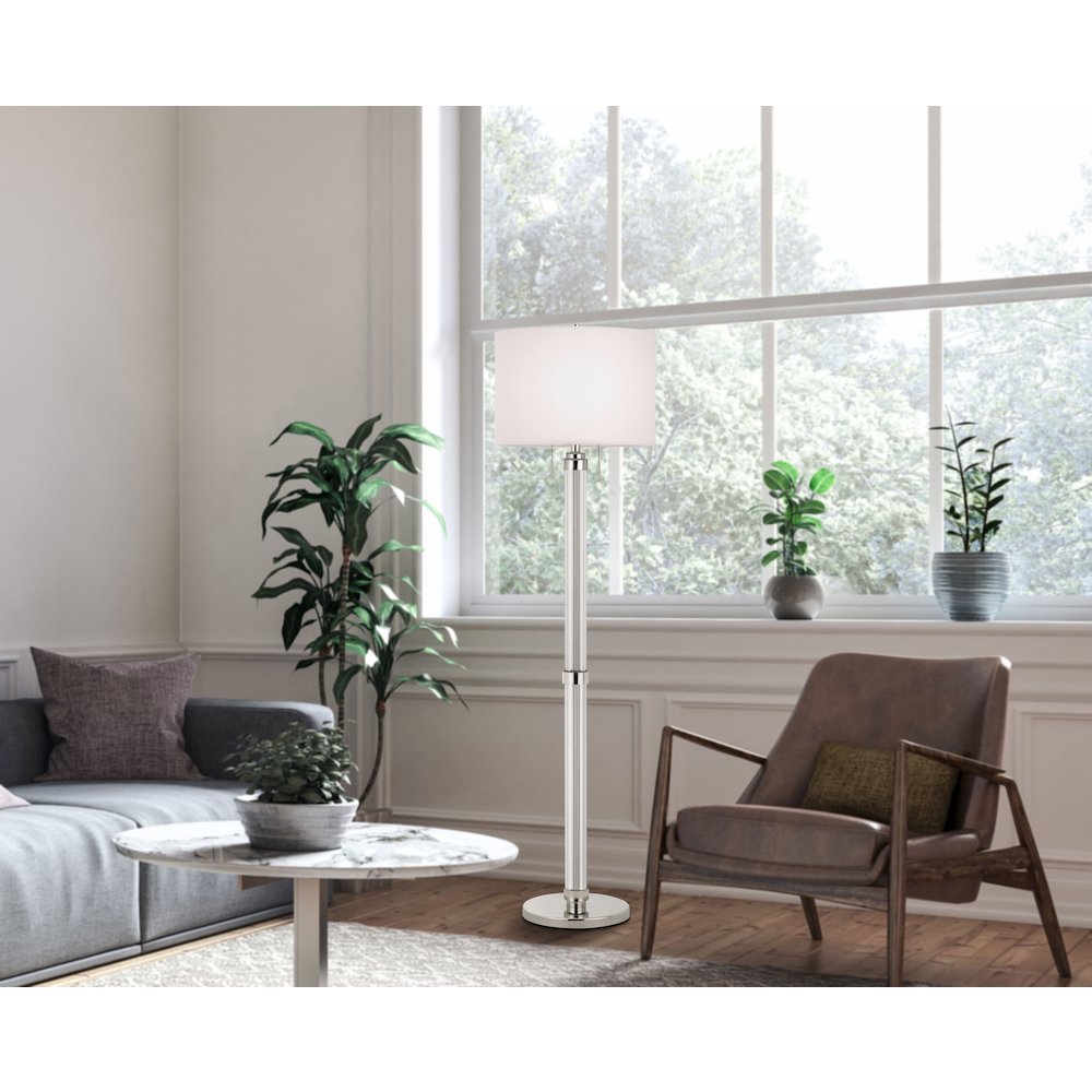 60W X 2 Montilla Metal/Acrylic Floor Lamp With Fabric Shade. Picture 4