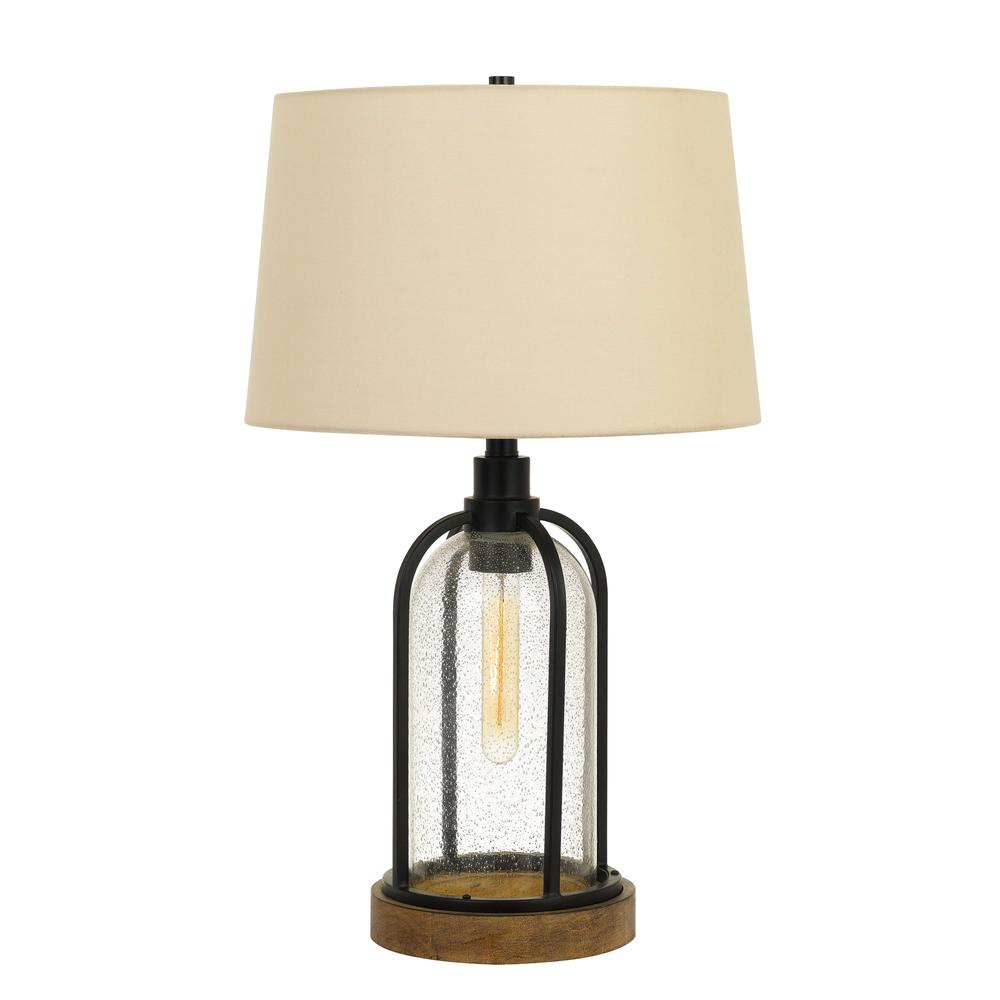 Ciney Glass/Metal/Pine Wood Table Lamp. Picture 1