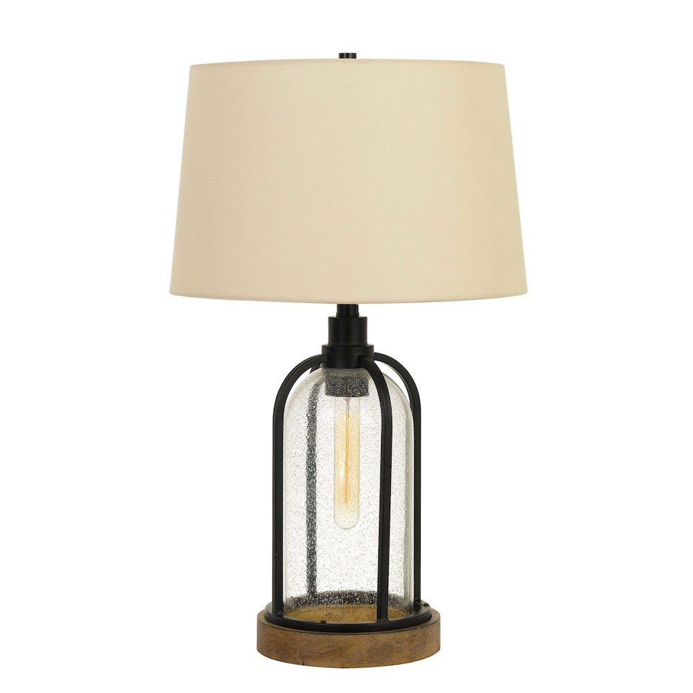 Ciney Glass/Metal/Pine Wood Table Lamp. Picture 1