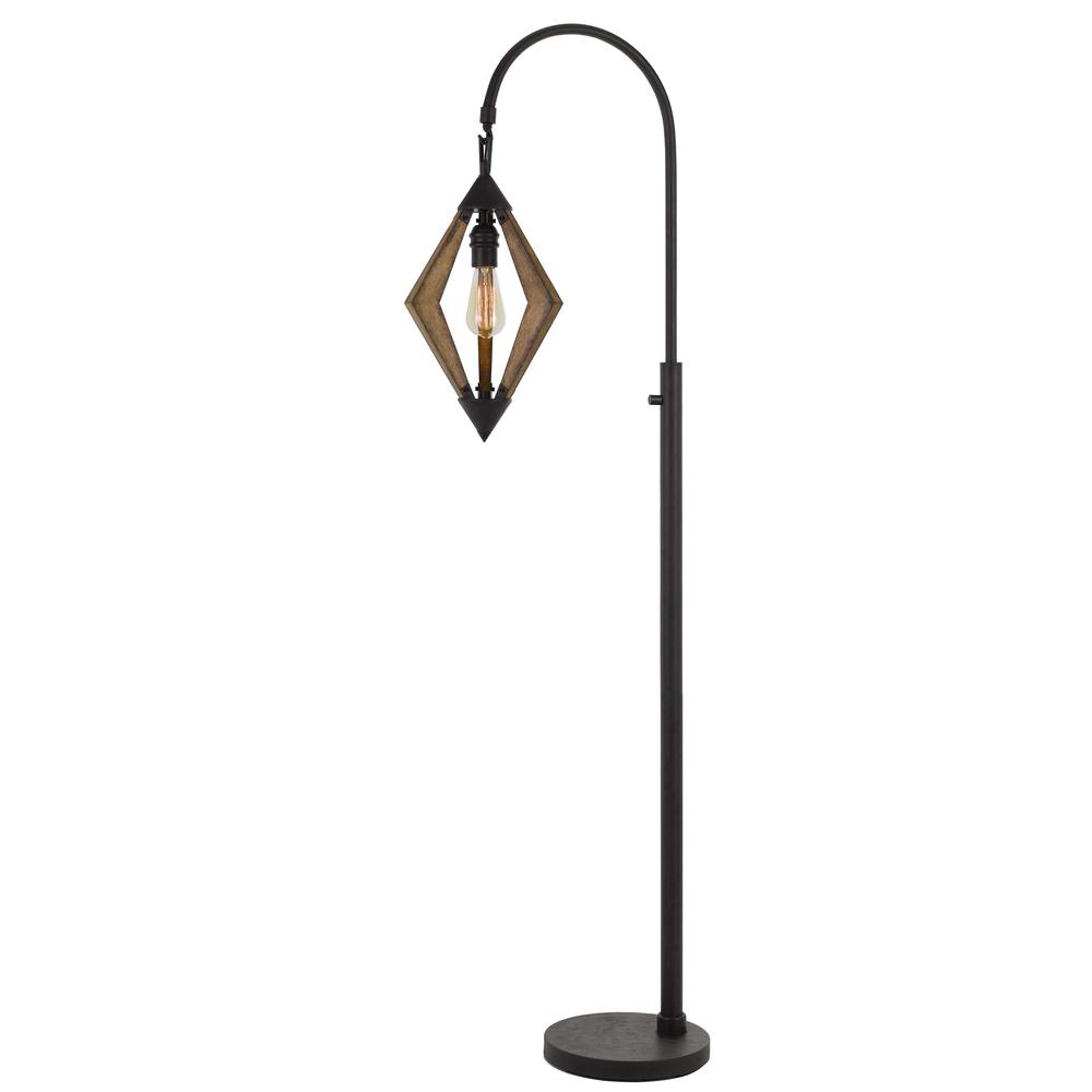 Valence 60W Metal/Pine Wood Down Bridge Floor Lamp (Edison Bulb Included). Picture 1