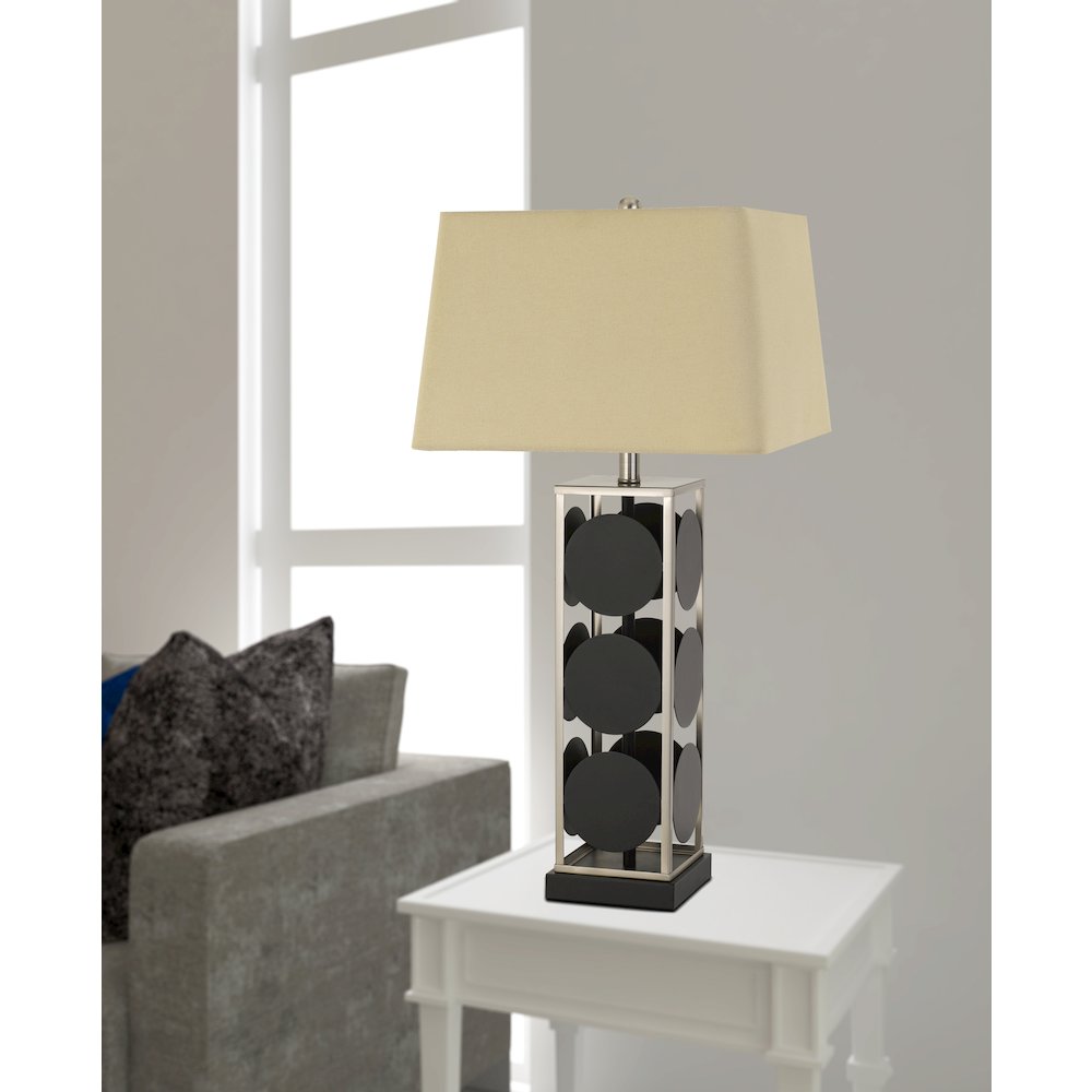 Hanson Metal Table Lamp With Square Fabric Shade. Picture 2