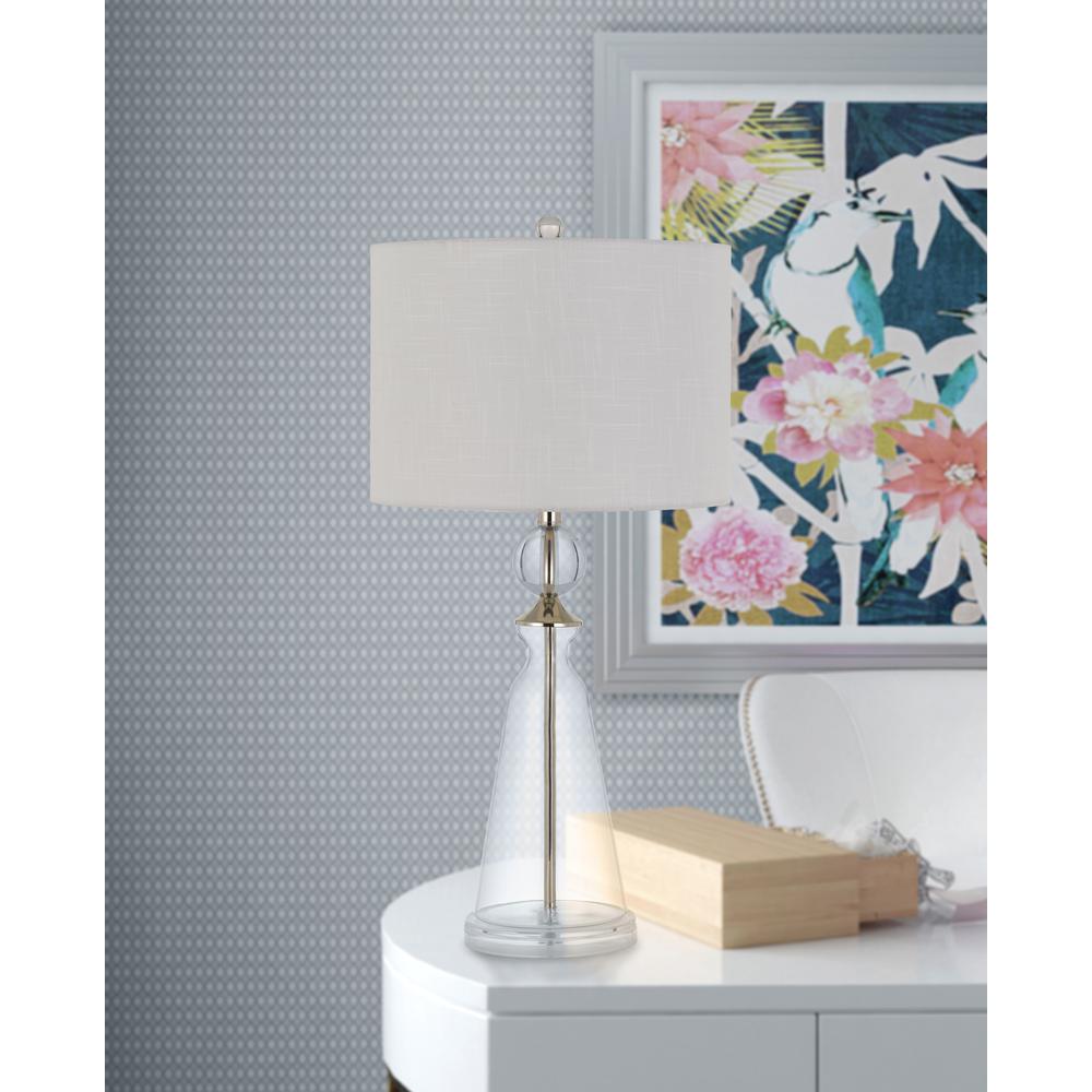 Kingsley Glass Table Lamp With Fabric Drum Shade. Picture 2