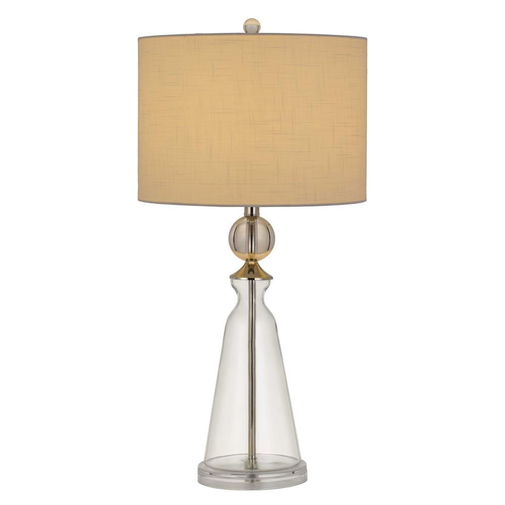 Kingsley Glass Table Lamp With Fabric Drum Shade. Picture 3