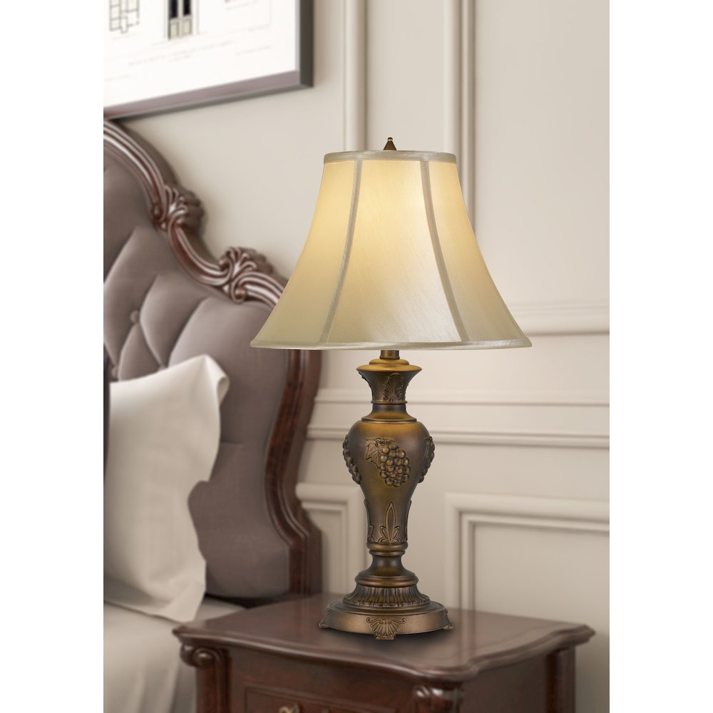 100W Cavan Aluminum Casted Table Lamp With Softback Faux Silk Shade. Picture 2